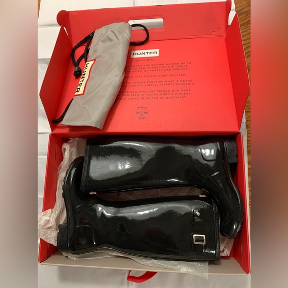 Hunter Original Tour Gloss Rain Boot - Black Sz 7 - Picture 11 of 12